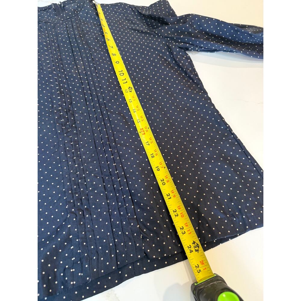 Vtg LANVIN womens navy white polka dot blouse 10 back zip classic old money - Picture 6 of 8